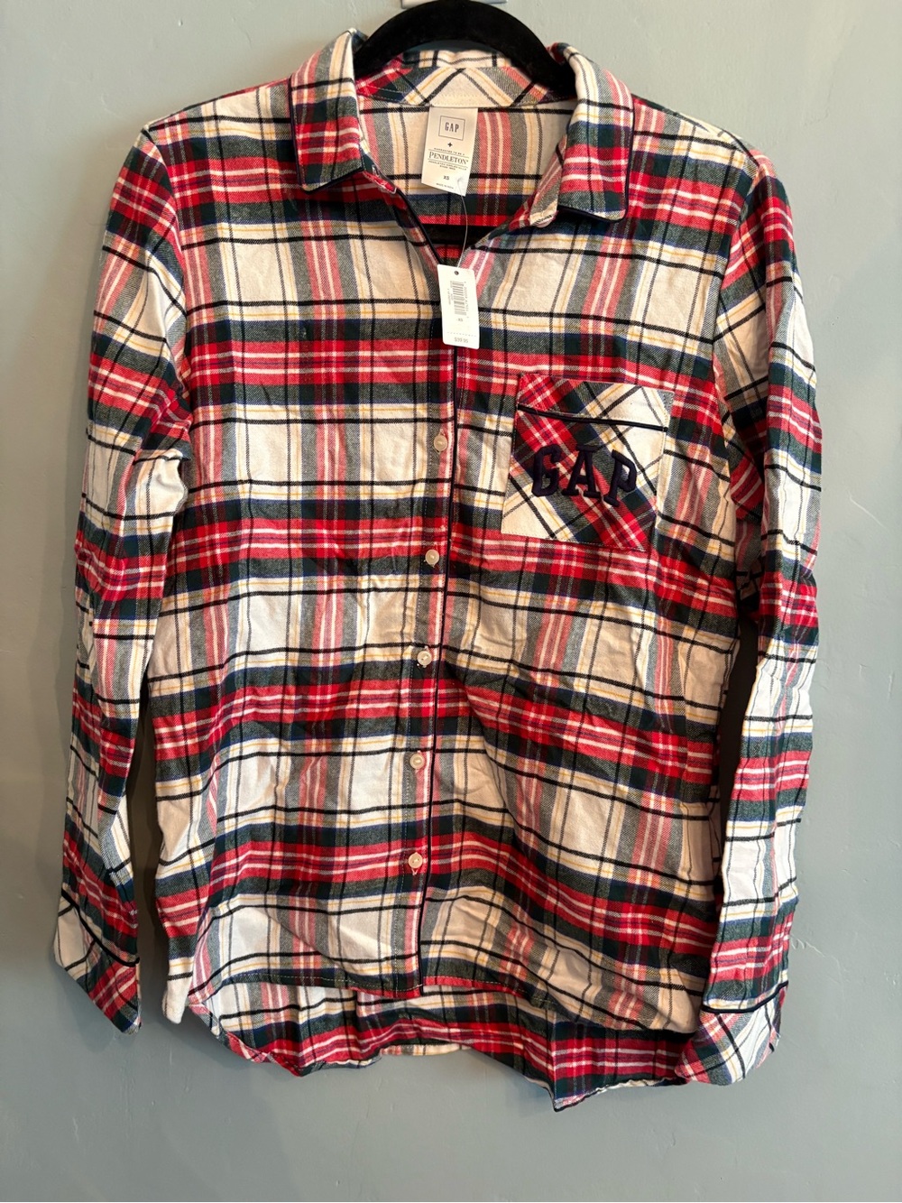 Pendleton Red, Green & White Plaid PJ Top